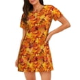 thumbnail image 1 of Fotbe Autumn Maple Leaf Pile Bata de Dormir para Mujer con Estampado, Camisón de Algodón de Manga Corta, Ropa de Dormir Casual, 1 of 6