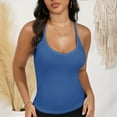 thumbnail image 5 of Women's Deep V-Neck Tank Top with Slim Fit and Adjustable Strap Detail - Medium, Blue, 5 of 7
