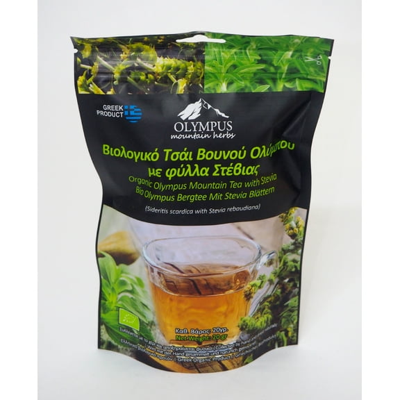 Organic Olympus Mountain Tea with Stevia. Net Weight 20 g / 0.70 oz