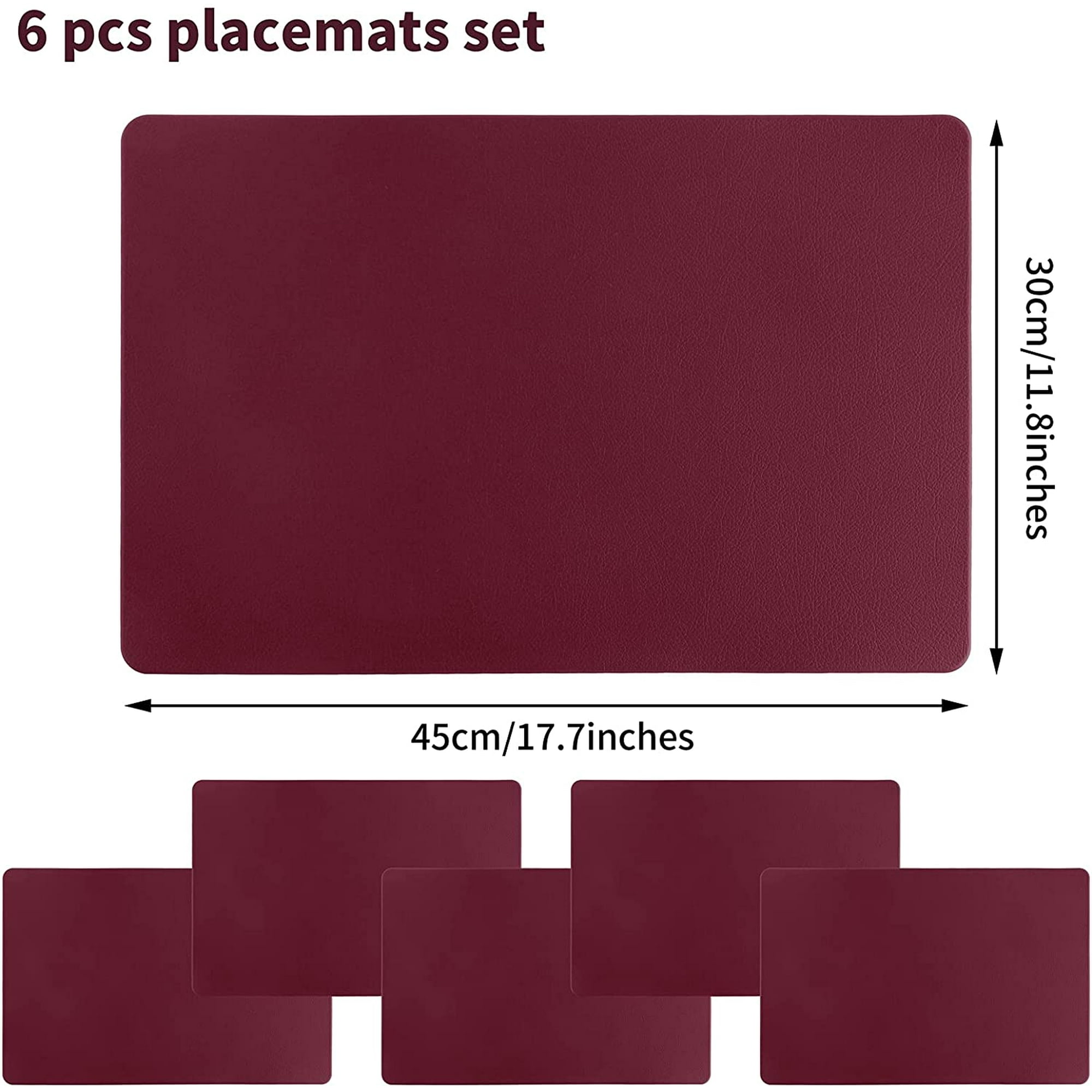 6 Pieces Leather Placemat Heat, Red Leather Placemats