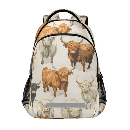 ALAZA Highland Cows Backpack Elementary School Bag Bookbag Travel Rucksack