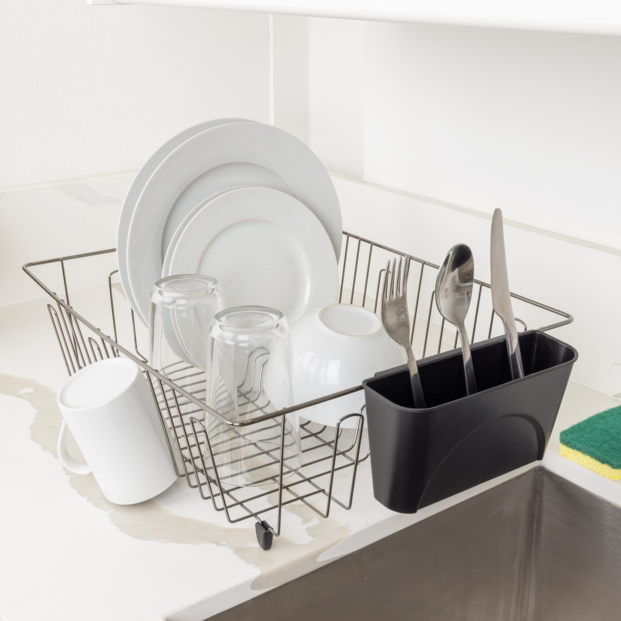 (6 pack) Mainstays Large Wire Dish Rack Black/Chrome - 17.5" x 13.75" x 5.5"