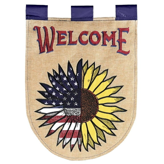 Dicksons Magnolia Garden Welcome Patriotic Sunflower Red White Blue Yellow 42 x 29 Polyester Outdoor Garden Flag