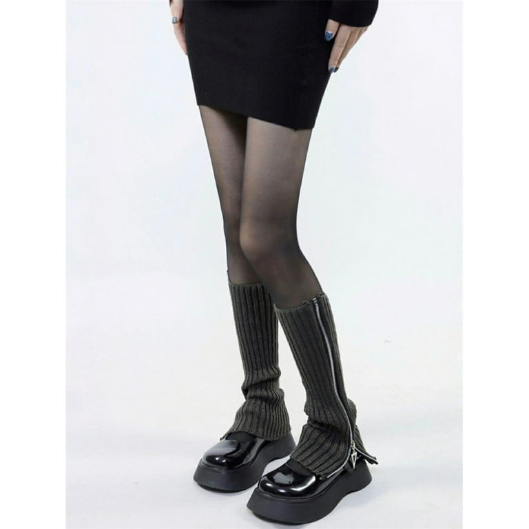 Stylish Leg Warmers for Women Gothic Punk Ribbed Knitted Design