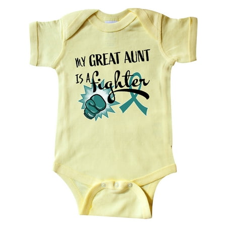 

Inktastic Ovarian Cancer Awareness My Great Aunt is a Fighter Gift Baby Boy or Baby Girl Bodysuit