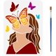 thumbnail image 1 of Plantillas de mariposas con pincel, 29,7 x 21 cm, silueta de rostro femenino, reutilizables, de PET., 1 of 9