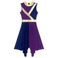 thumbnail image 5 of XUNZOO Women's Metallic Color Block Worship Dance Dress Sleeveless Liturgical Praise Dance Overlays Purple&Navy Blue S, 5 of 7