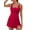 Fiery Red, variant on SHEWIN One Piece Swimdress Swimsuit for Women Tummy Control Split Swim Dress Skirt Bathing Suit with Pockets