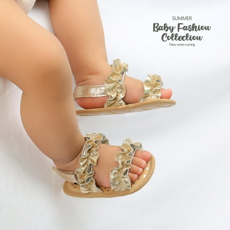 

Summer Infant Baby Girl Shoes Soft Sole Anti-Slip Lightweight Flower Lace Casual First Walker Elastic Band 0-18 M