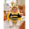 thumbnail image 2 of RUINIXCW Baby Cosplay Costume, Long Sleeve Hooded Stripes/Dots Romper with Wings, 2 of 8