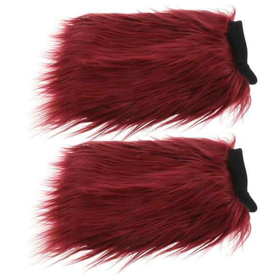 SWETRACE Leg Warmers Fluffy 1 Pair Red Acrylic Fibers Plush High Length For Women