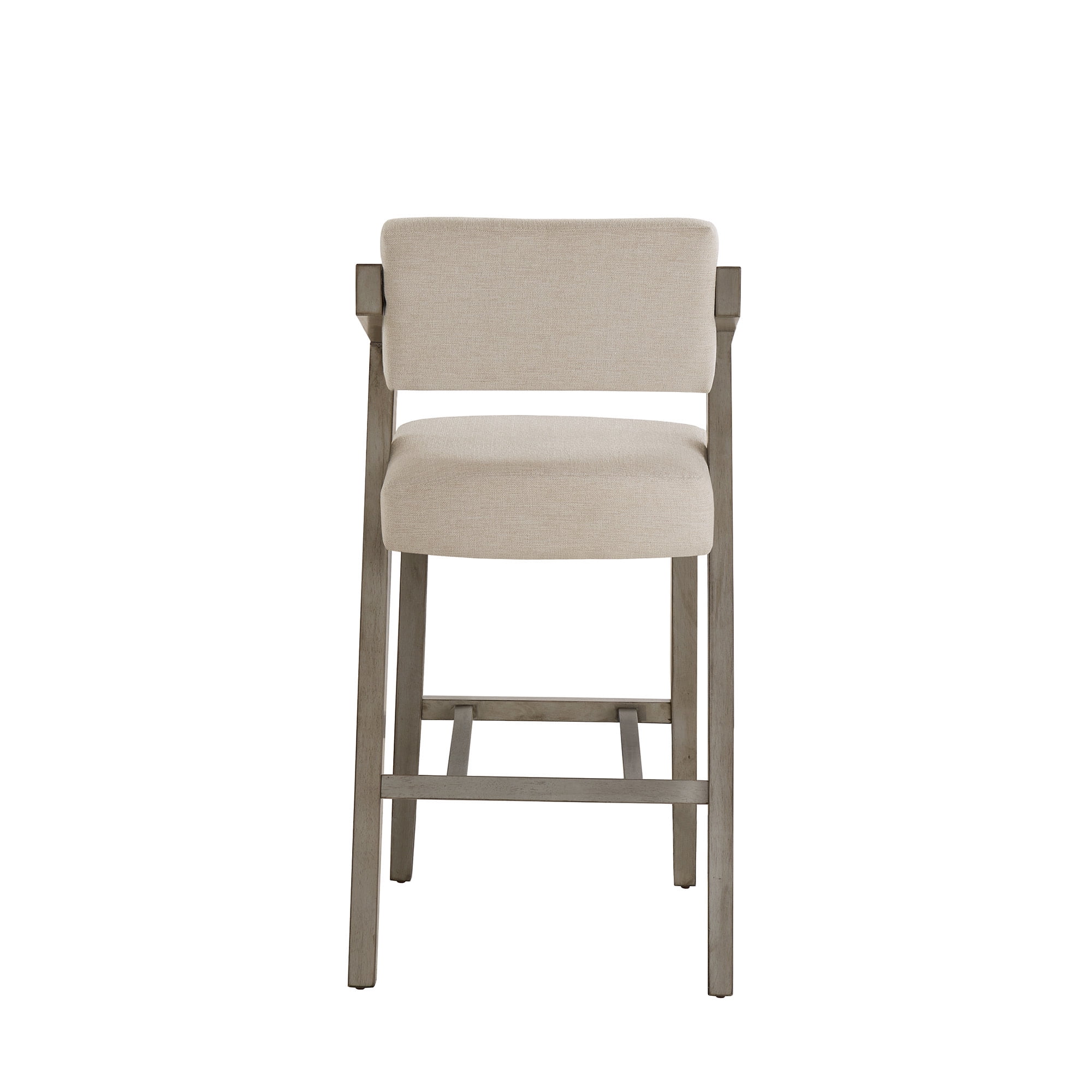 Weston Home Billings Wood Bar Height Chair, Aged Gray Frame/Ivory Linen