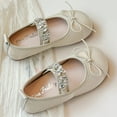thumbnail image 3 of Dakaela Baby Girls Mary Jane Flats Soft Sole 3T 4T 5T Infant Moccasins Rhinestone Strap Sparkly Toddler Princess Dress Shoes Gold 8, 3 of 8