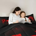 thumbnail image 4 of Manfei Game Repeat Queen Comforter Set for Teen, Black Red Game Console Bedding Sets, Cartoon Gamepad Gaming Reversible Bedding Comforter Set, Microfiber Bedroom Decor, 3 Pieces, 4 of 8