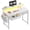 White, variant on melmine Computer Desk with LED Lights, 2 Fabric Drawers, Adjustable Monitor Stand, Brown, 47.2" x 19.5" x 37.8" Office Desk for Small Spaces