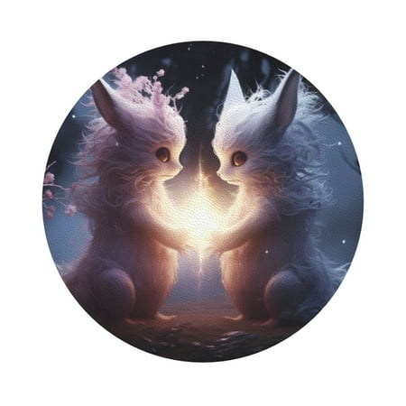 

Noikeo Fox Couple Print 6 Pcs Drink Coasters Leather Absorbent Coaster Set Tabletop Protection Round Coasters Set of 6 4Inches Round Shape
