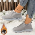 thumbnail image 3 of Rokment Winter Boots for Women Elderly Lightweight Waterproof Fleece Lined Memory Foam Snow Ankle Booties Non Slip Walking Work Shoes Grey Size 5.5, 3 of 7