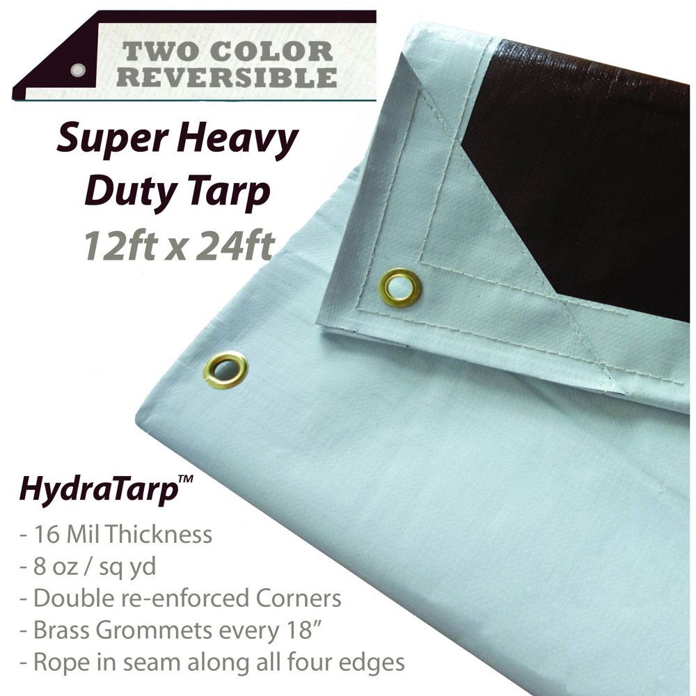 HydraTarp 12 Ft. X 24 Ft. Super Heavy Duty Waterproof Tarp 16mil