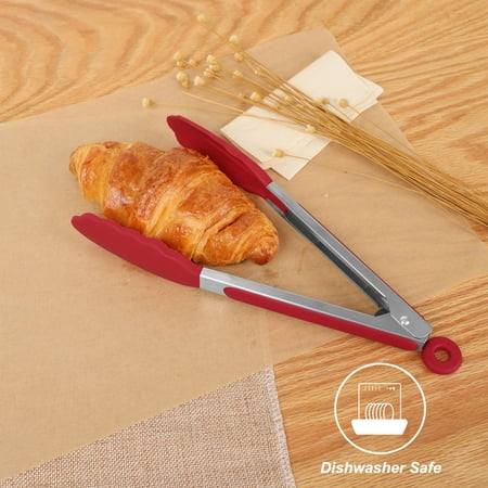 

Uxcell Stainless Steel Kitchen Tongs Silicone Tipped BBQ Cooking Tongs Burgundy 9