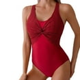 thumbnail image 4 of Moocorvic Womens Color Block Print One Piece Swimsuits Athletic Training Swimwear Bathing Suits(Dark Red,L), 4 of 9
