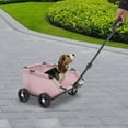 thumbnail image 2 of Folding Dog Wagon Cart with Extendable Rear End Heavy Duty, Foldable Pet Stroller for Small Dogs & Cats for tTaking Small Dogs Weighing Up to 16.53 LBS to Supermarkets, Parks (Pink), 2 of 9