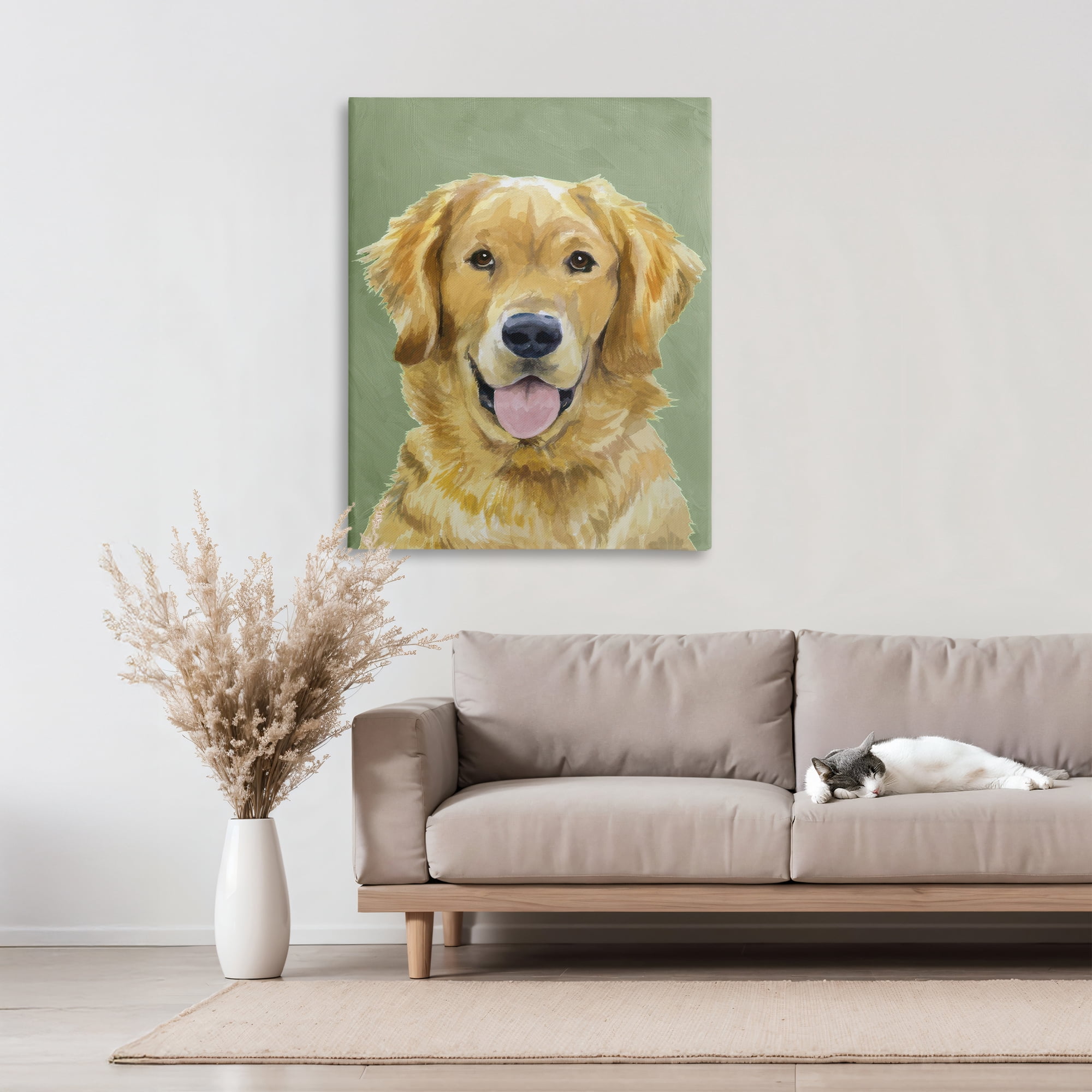 Stupell Industries Smiling Golden Retriever Portrait Canvas Wall Art, design by Lil' Rue
