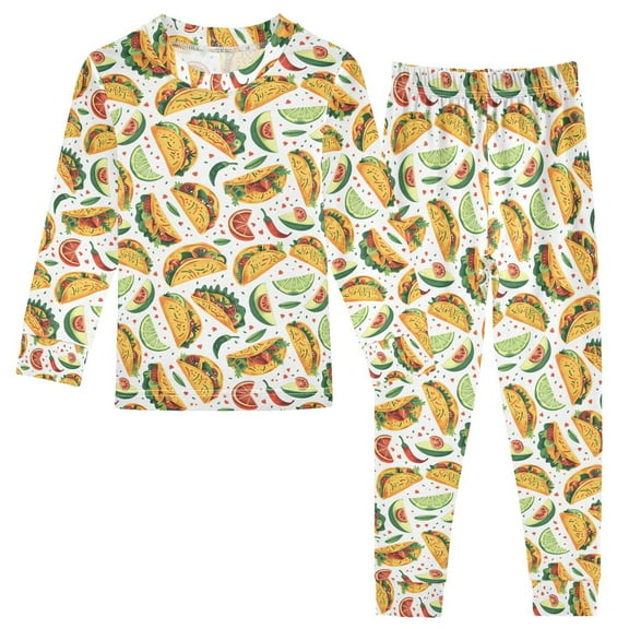 Christmas Pajamas A Tacos and Festive Mexican Imagery Cute Comfortable Cotton Two-piece Christmas Pajamas Set
