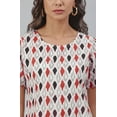 thumbnail image 6 of White Pure Cotton Ikkat Printed A-Line Dress, 6 of 6