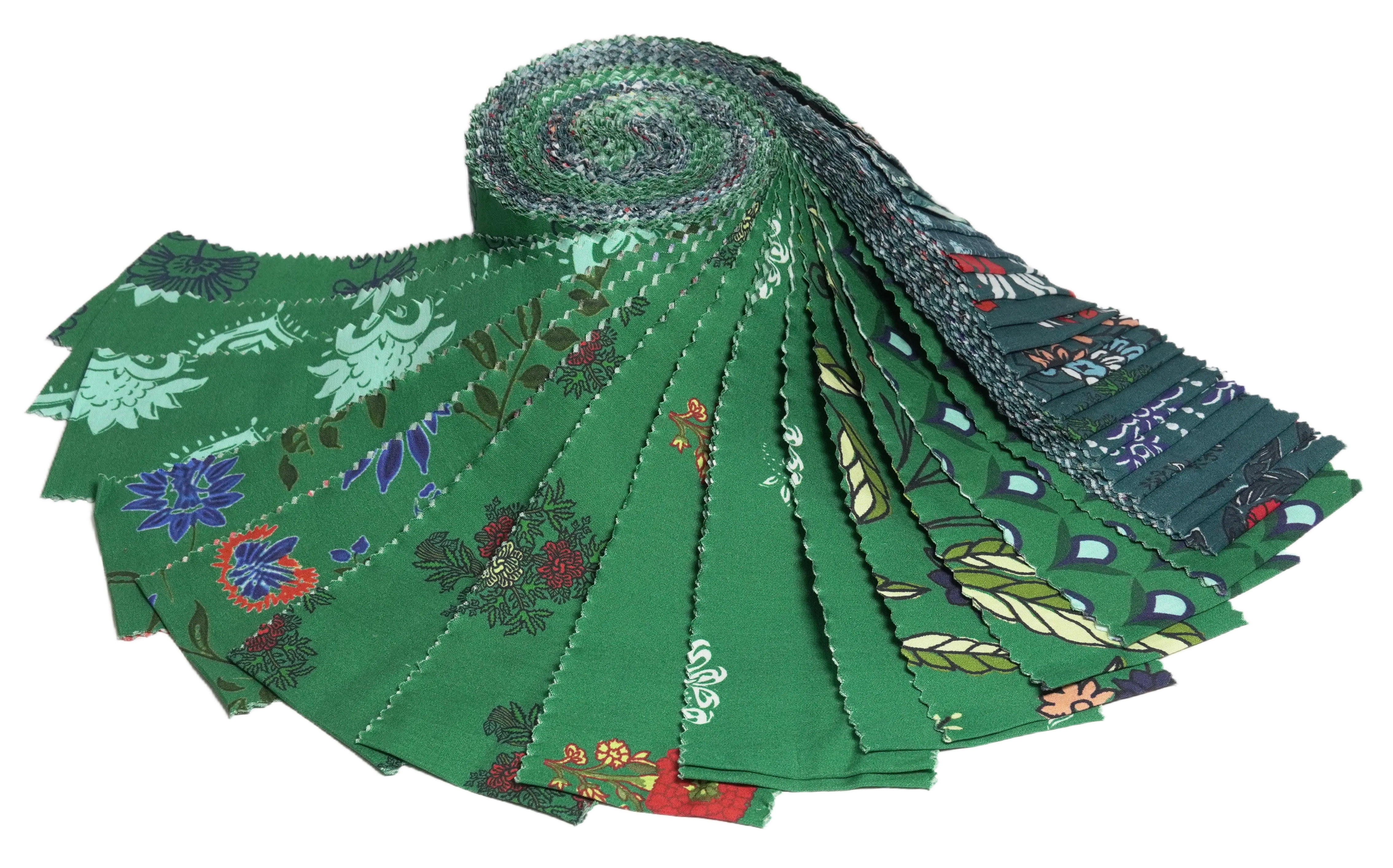 Soimoi 40Pcs Block Print Precut Fabrics Strips Roll Up 2.5x42inches Cotton Jelly Rolls for Quilting
