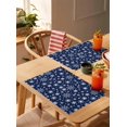 thumbnail image 4 of Placemats Set of 6, Cotton Linen Heat Table Mats Non-Slip Washable Christmas Winter White Snowflakes Navy Placemat for Holiday Banquet Dining Kitchen Table Decor, 4 of 6