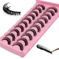 thumbnail image 4 of 10Pairs 3d Russian, D Curl Lash Strips, 15mm Wispy Fake Lashes that Look Like Extensions, Natural False Lashes Mink, 4 of 14