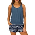 thumbnail image 2 of Antinious Women Solid Padded Modest Tankini Backless Bikinis Set Beach Shorts with Pocket Drawstring, 2 of 5