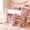 Pink, variant on Full Size Loft Bed, Playhouse Style Wood Loft Bed Frame with Storage Cabinet and Ladder, Modern Wood Cabin Bed for Girls Boys, Easy Assemble, Pink