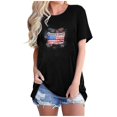thumbnail image 2 of Fiudx Ofertas de La Semana Camiseta Básica de Verano de Manga Corta Informal para Mujer, Blusa con Estampado Del Día de La Independencia, Cuello Redondo, 2 of 4