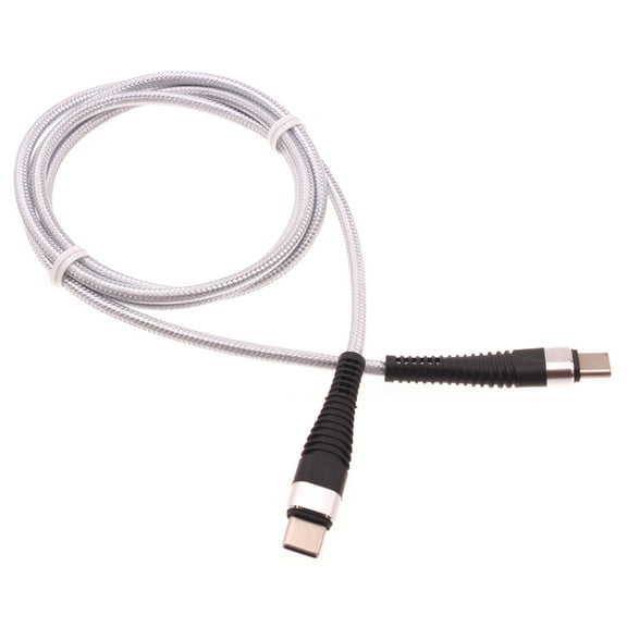 For Nokia C300/C110 - 3ft PD Cable, Type-C to USB-C Fast Charger Cord Power Wire Sync Braided Fast White for Nokia C300/C110 Phones