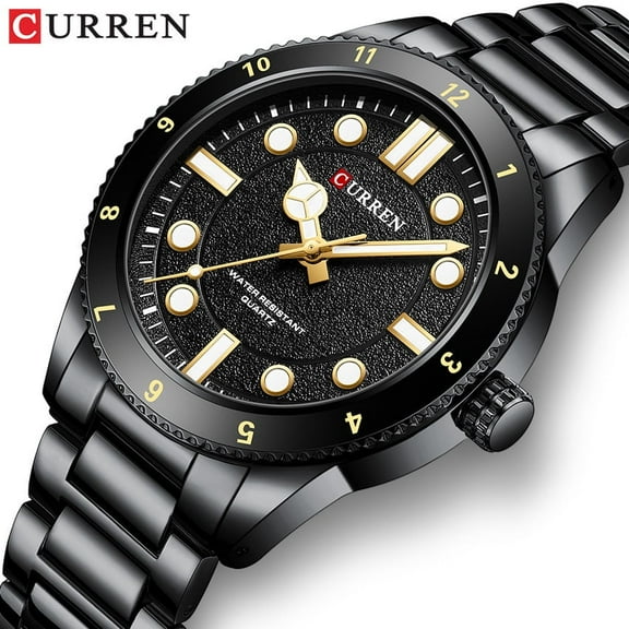 CURREN Men's Casual Business Quartz Round Luminous Stainless Steel Wristwatches