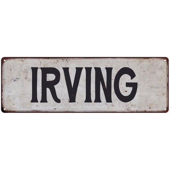 IRVING Vintage Look Rustic Metal City State Sign 6 x 18 High Gloss Metal 206180041058