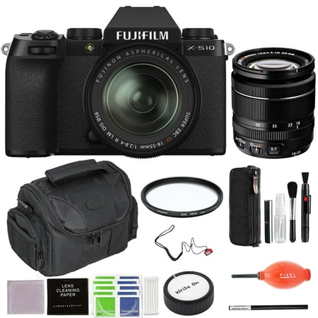 Fujifilm X-S10 Mirrorless Camera with 18-55mm Lens Bundle with Advanced Accessories | Fuji X-S10 with XF18-55mm Lens