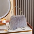 thumbnail image 4 of Bolso de mano de felpa para mujer, suave y moderno, tipo bandolera, ideal para ir al trabajo, vacaciones y viajes. Gris, 4 of 7