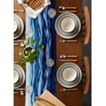 thumbnail image 2 of Ldtrchee Blue Marble Table Runner 60 Inches, Abstract Wave Lines Crack Gradient Bed Runner Dresser Scarves Tabletop for Indoor Outdoor Parties/Ceremony/Banquet, 13" x 60", 2 of 8