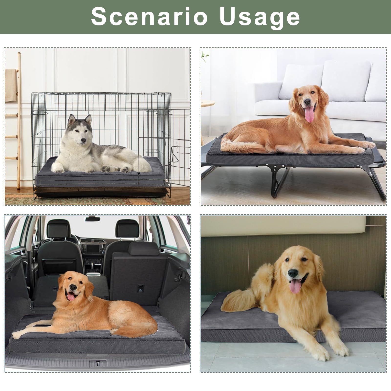 PayUSD Dog Bed for Large Dogs Dogs, Big Orthopedic Dog Beds with Removable Washable Cover & Waterproof Lined, Egg Crate Foam Pet Bed Mats Suitable for Dogs Up to 65 lbs ( Dark Gery, 36"X27"X3")