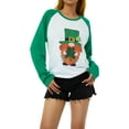 thumbnail image 2 of Biekopu Women's Tops, Round Neck Long Sleeve Clover Printed Loose Pullover T-shirt for Young Ladies, 2 of 9