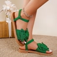 thumbnail image 5 of Rokment Womens Bow Flat Dress Sandals Beach Summer Comfortable Stylish Casual Bowknot Low Heel Open Toe Slingback Sandals for Vacation Walking G Size 7, 5 of 8