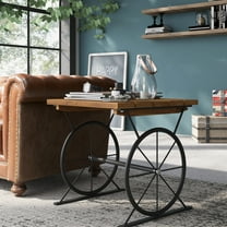 Dietrich Metal Square End Table, Warm Oak; Black