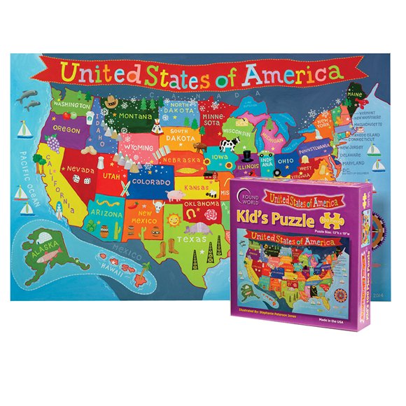 Kid's Jigsaw Puzzle, United States, 13" X 19", 100 Pieces