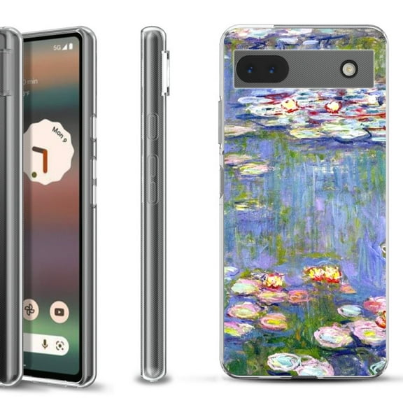 Slim-Fit Gel TPU Phone Case for Google Pixel 6a, by OneToughShield ® - Water Lilies