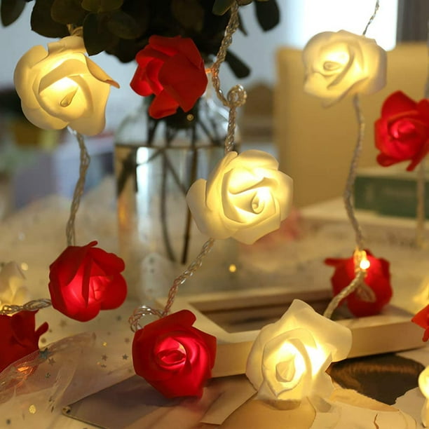 Guirlande Lumineuse à Piles 20 Roses LED Blanc Chaud –