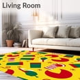 thumbnail image 2 of ODIKA 2'x3' Machine Washable Non-Slip Area Rug, Whimsical Elf Hat and Cane with Vibrant Festive Colors High Traffic Rug, Yellow, 621770, 2 of 7