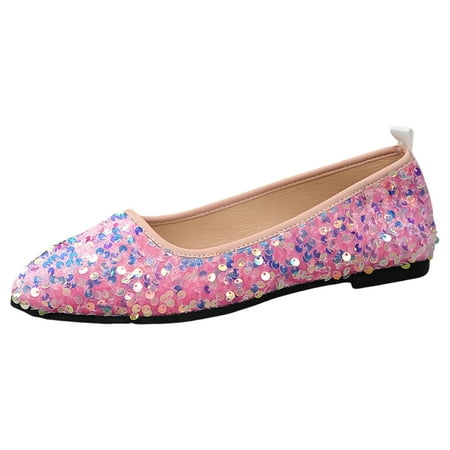 

Gzea Women s Sandals Comfortable New Spring And Summer Shoes For Women Fashionable Sequined Square Toe Shallow Mouth Comfortable Shoes Flat Shoes RD2 37