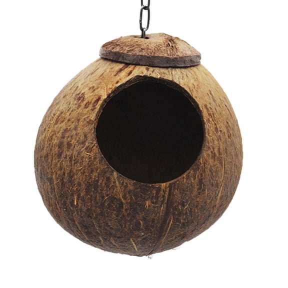 WHAMVOX 1Set Bird House Coconut Parakeet Nesting Box with Natural Coconut Fiber for Small Birds